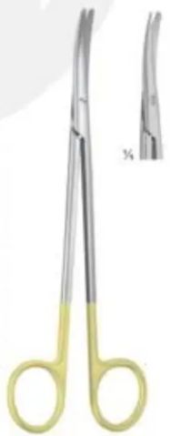 Ножиці за Метценбаумом, верт-зігнуті, ТВС, з покриттям ручок карбідом титана (жовтого кольору), гострокінцеві, 200 мм Bio Tules Impex BTTC-1-022.1